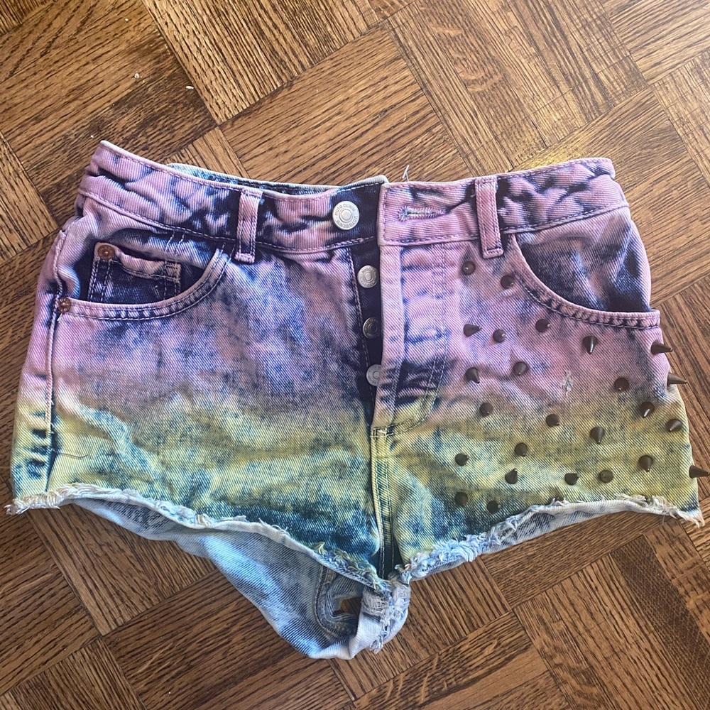 Topshop Multicolor Gradient Jean Shorts
